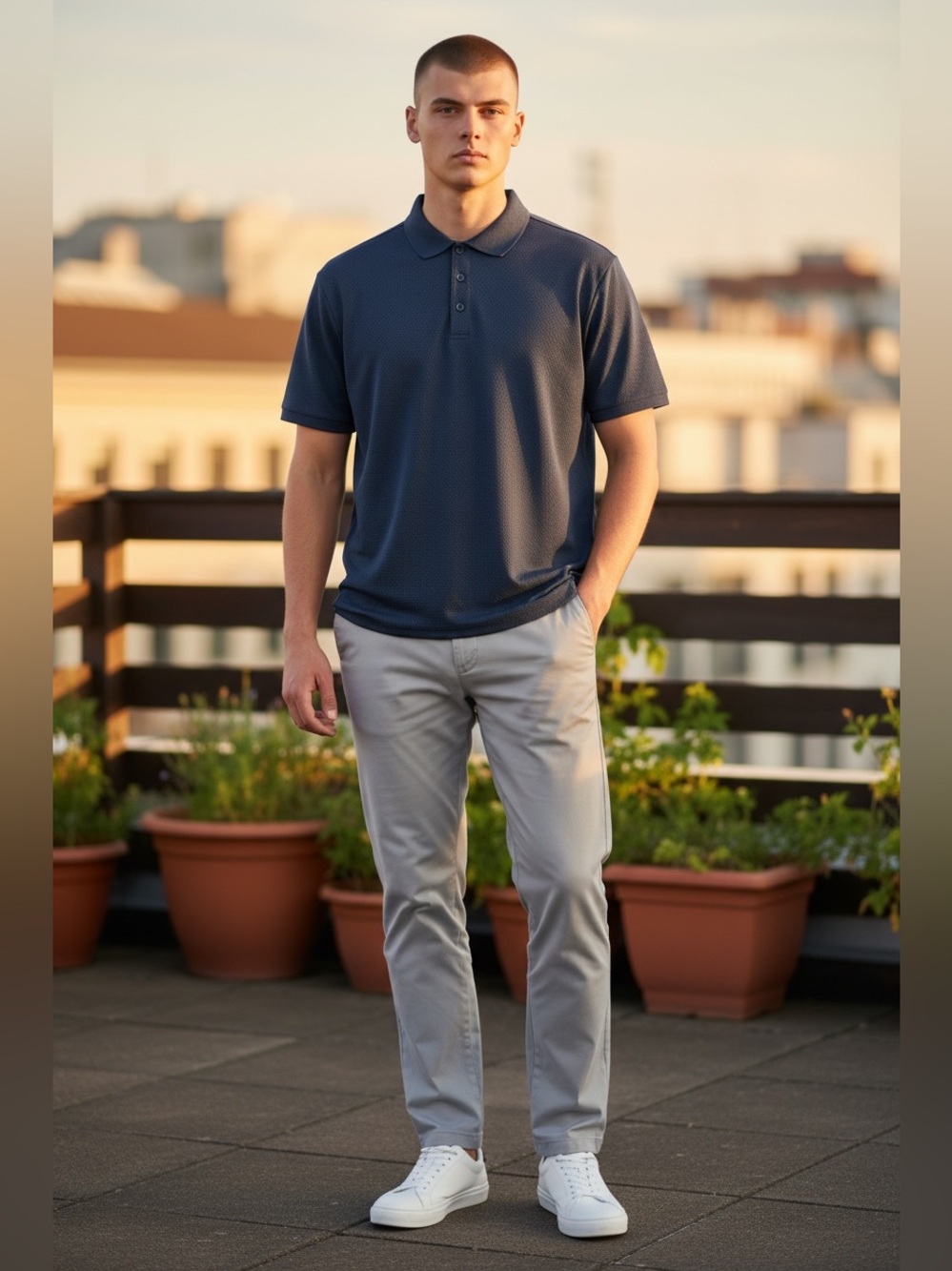 Men's Navy Polo Shirt Breathable and Wrinkle Free